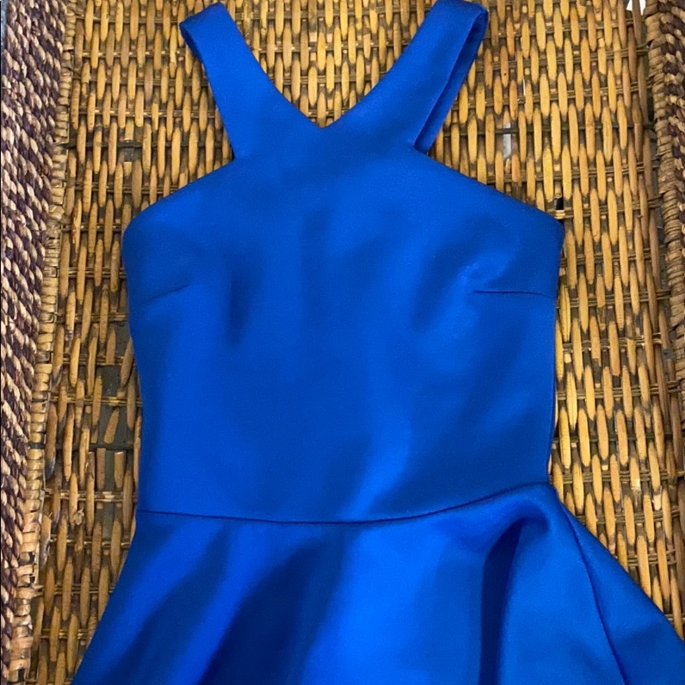 Navy Blue Criss-cross neckline A-line dress